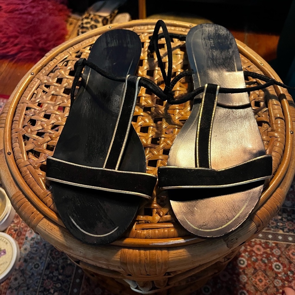 Zara Black and Gold Sandals